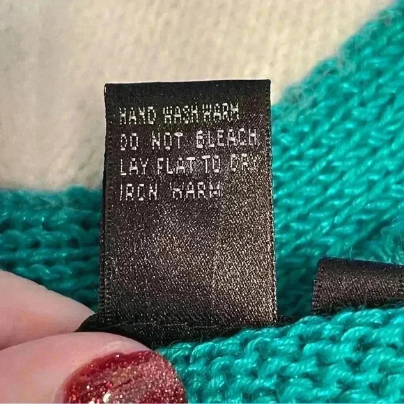 Vintage 1980s Angenie Angora Blend Textured Sweater Women L Green EUC 😍 - Picture 7 of 7